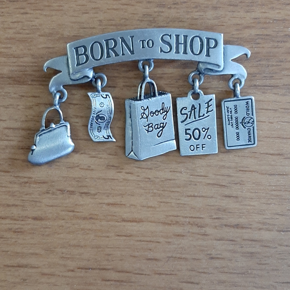 3 for $10 Vintage Born to Shop Brooch